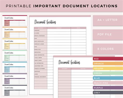printable important document organizer home binder document etsy