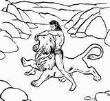 Coloring Pages Samson Lion Delilah Fighting sketch template