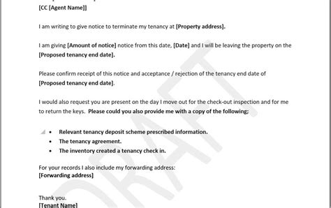 notice letter  tenant  landlord template resume letter