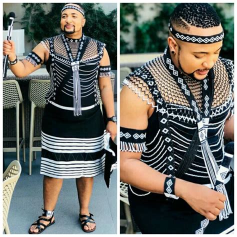 clipkulture spitch nzawumbi  black white xhosa male traditional attire  beaded accessories