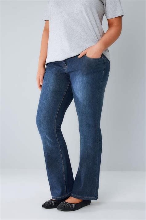 indigo bootcut shaper isla jeans with double button plus size 16 to 32