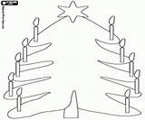 Candles Tree Christmas Star sketch template