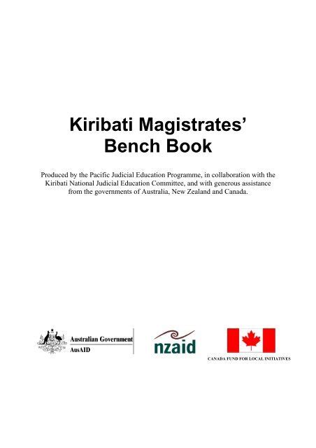 kiribati magistrates bench book federal court  australia