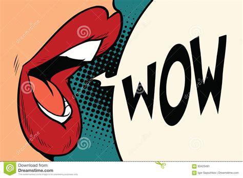 Pop Art Mouth Wow Stock Vector Illustration Of Female