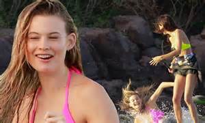 behati prinsloo tumbles into the water with victoria s secret angel sara sampaio daily mail online