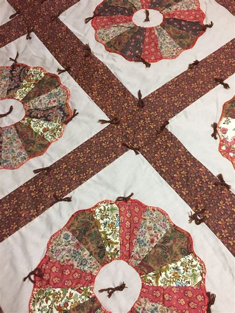 large double size dresden plate quilt  fall colors brown etsy
