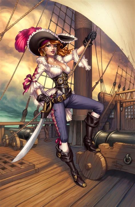 Lady Pirate In Color By Sabinerich On Deviantart Pirate Woman Pirate