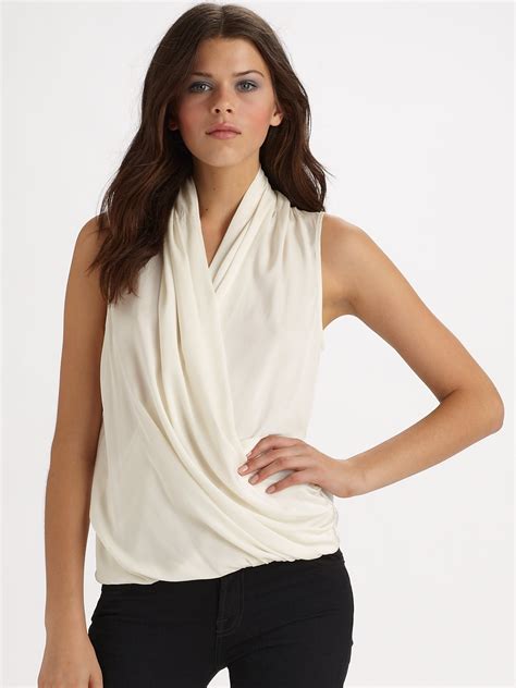 Theory Sleeveless Stretch Silk Top In Soft White White Lyst