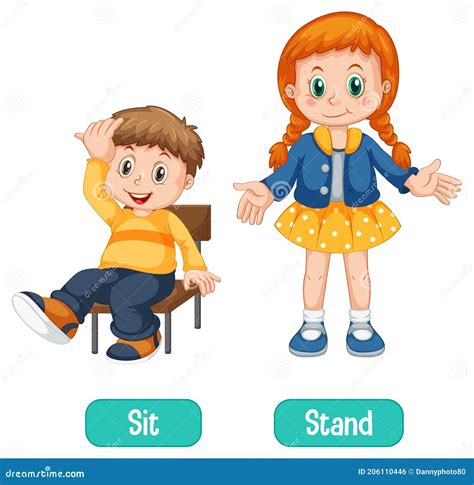 words  sit  stand stock vector illustration