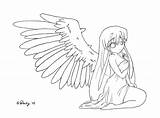 Fallen Coloring Angel 670px 59kb sketch template