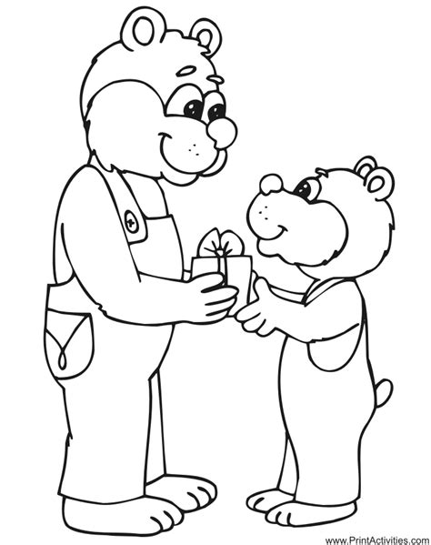 birthday party coloring page  bear birthday