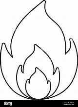 Fiamma Fuoco Colorare Vettoriale Icona Sfondo Vigili Flame Symbol Fire Weissem Fiamme sketch template
