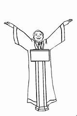 Pfarrer Gottesdienst Haelt Religion Malvorlage sketch template