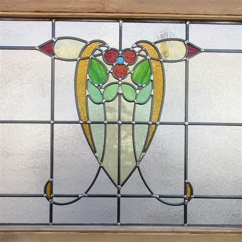 Art Nouveau 1930s Stained Glass Panel From Period Home Style