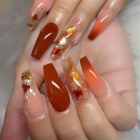 fall leaf nails design inspired beauty thanksgiving nails