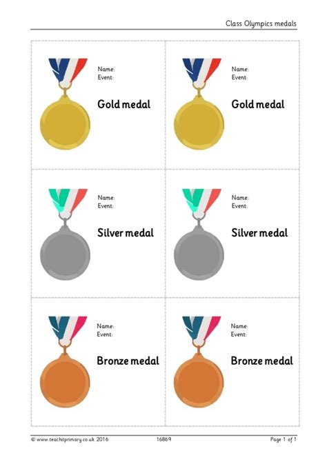 class olympics medal templates primary awards  certificates teachit