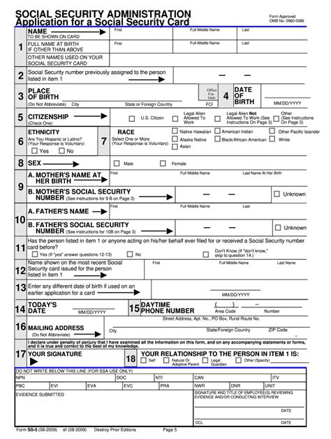 social security replacement card form fill  printable