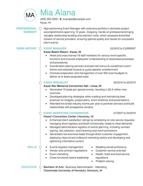 professional event planning resume examples livecareer