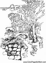 Coloring Landscape Pages Adults Landscapes Drawing Pencil Color Detailed Adult Tree Pdf Printable Print Nature Drawings Books Getdrawings Colorpagesformom Colouring sketch template