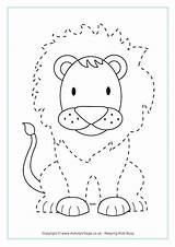 Lion Tracing Worksheets Animal Kids Preschool Kindergarten Activities Visit sketch template