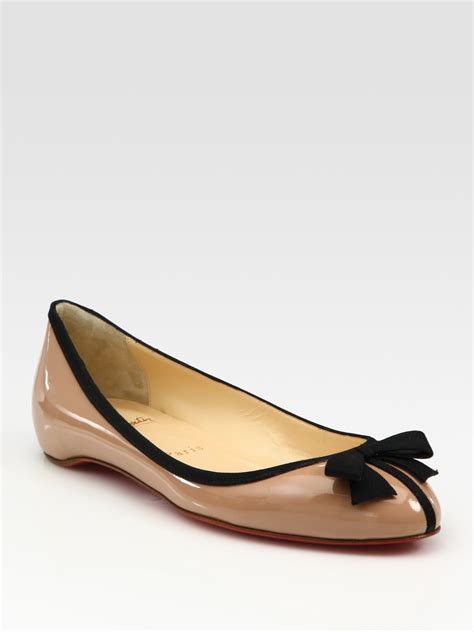 Lyst Christian Louboutin Patent Leather Bow Ballet Flats