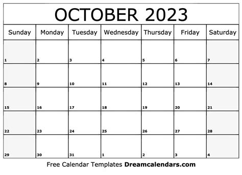 october  calendar  blank printable  holidays