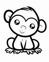 Singe Monkey Monkeys Monos Coloriages Singes Mignon Monito Sencillos Colorier Langur sketch template