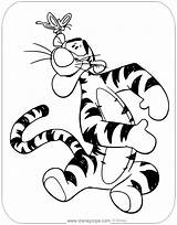 Tigger Coloring Pages Disneyclips Greeting Butterfly sketch template