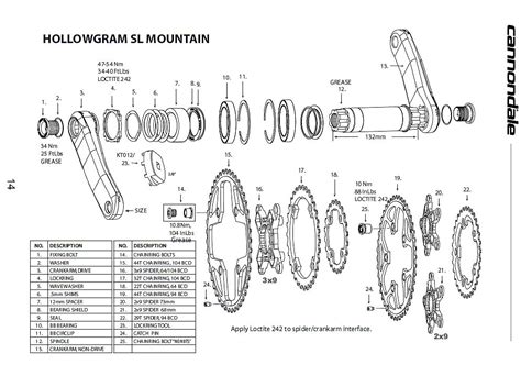 cannondale hollowgram sl crankset owners manual installation  removal