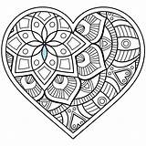 Patterns Zentangle Coloring Pages Mandala Heart sketch template
