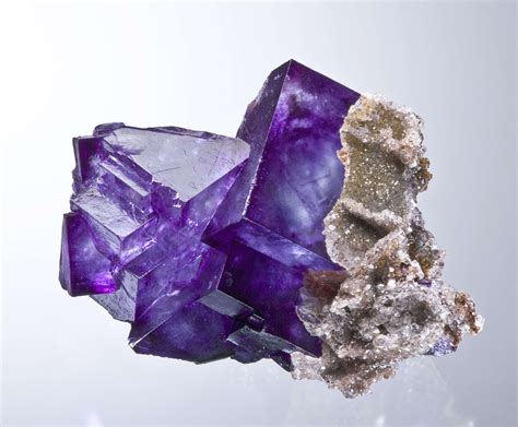 deeply colored purple fluorite  calcite irocks fine minerals