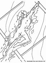Fantastic Four Coloring Pages Torch Human Movies Heroes Fire sketch template