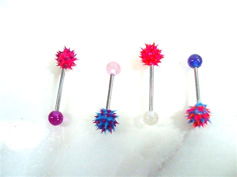 soft silicone spiky ball tongue ring blacklight reactive on storenvy