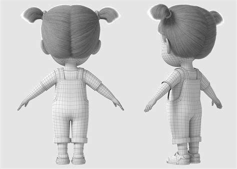 cartoon girl rigged 3d model rigged cgtrader