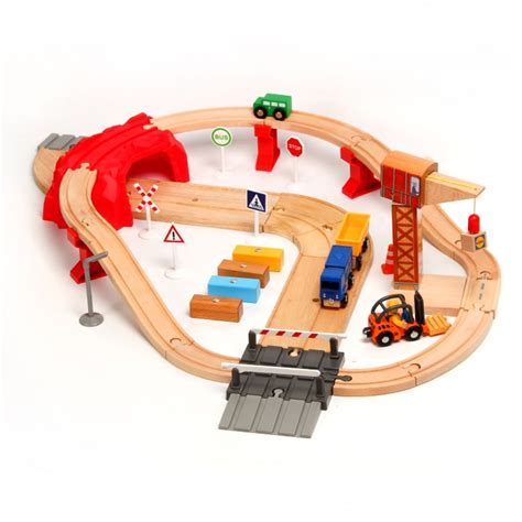 wooden train track set toys childrens assembled puzzle boys  girls toys suitable  brio