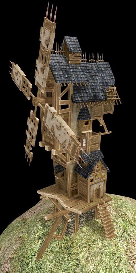 medieval windmill  model ds max files   modeling   cadnav windmill