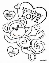 Coloring Pages Valentine Kids Valentines Color Children Monkey Mine sketch template