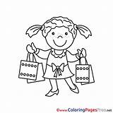 Shopping Coloring Pages Girl Printable Sheet Title sketch template