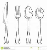 Fork Spoon Outline Utensils sketch template