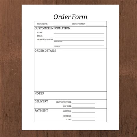 printable order form small business order form simple etsy espana