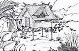 Coloring House Forest Drawing Pages Kids Bamboo Chinese Native Cabin Children Comments Coloringhome Paintingvalley Popular sketch template