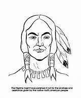Coloring Thanksgiving Pages Squanto First Indian Native American Pilgrim Pilgrims Sheets Printable Printables Indians Americans Preschoolers Drawing History Bible Kids sketch template