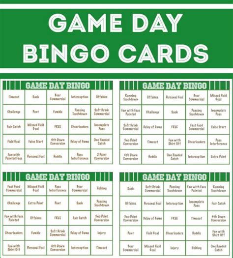 printable football bingo cards perfect  playing   super