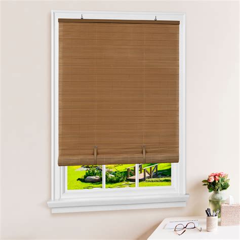 achim solstice indooroutdoor cordless woodtone vinyl light filtering window roll  blind