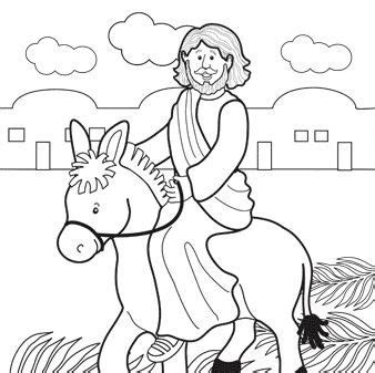 jesus rides donkey coloring page coloring book