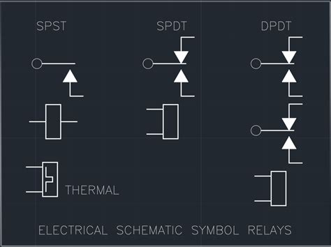 electrical schematic symbol relays cad block  typical drawing