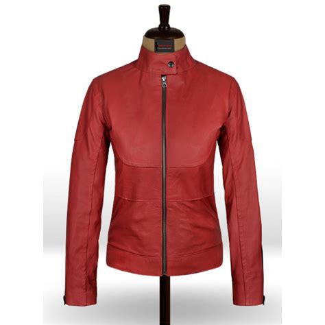 Megan Fox Tango Red Washed Leather Jacket Red Leather Jacket Biker