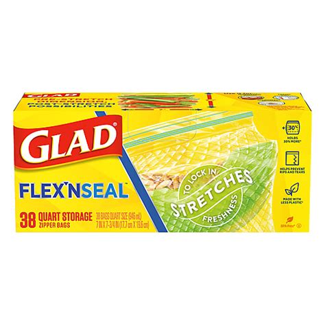 glad flex  seal quart storage  ct trash bags yoders country market