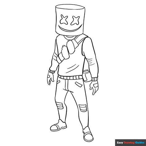 marshmello  fortnite coloring page easy drawing guides