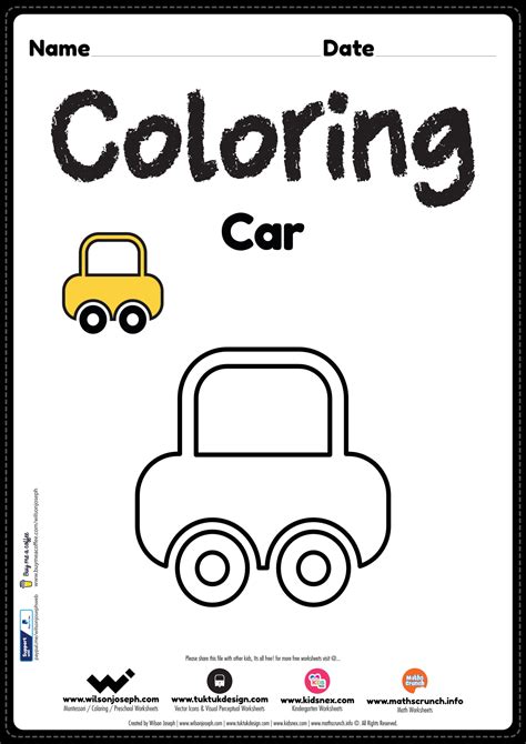 car coloring page  printable   preschool kids